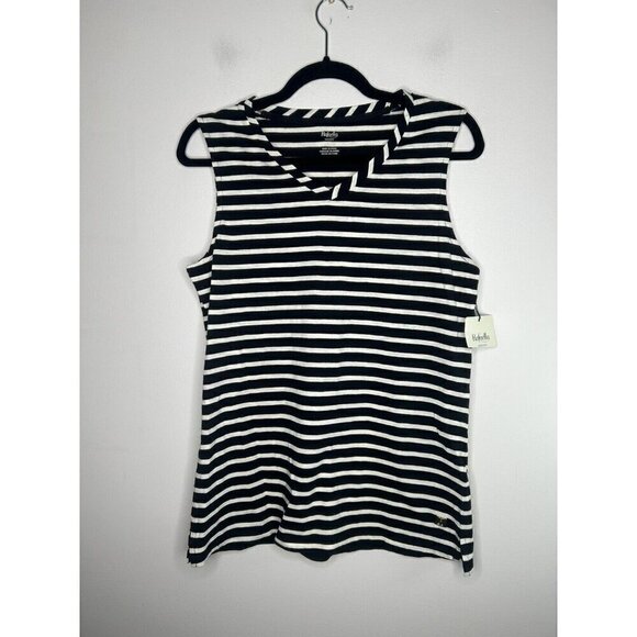 Rafaella Weekend Womens Black White Stripes Tank Sleeveless Size Small NWT - Picture 2 of 10